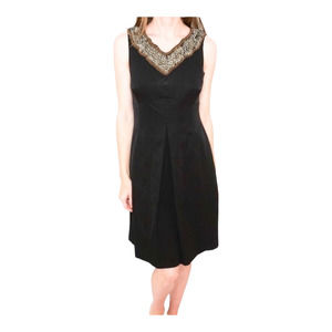 NEW Kay Unger NY Women's Embellished Sequin V-Neck Dress Size 6 Black MSRP $430